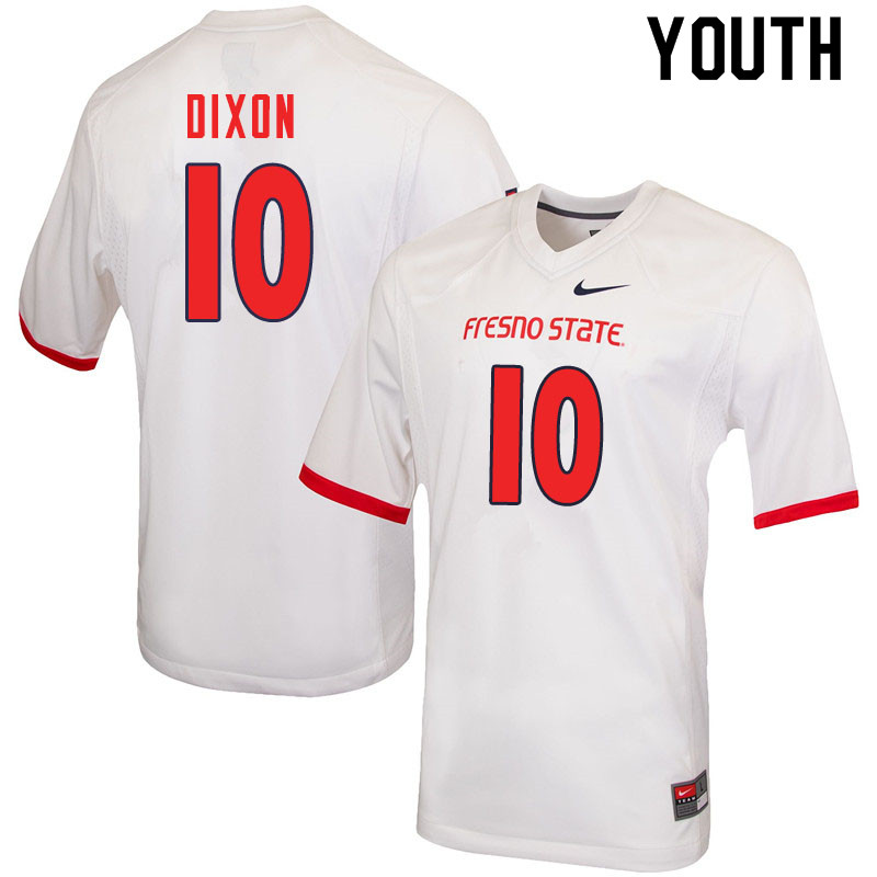 Youth #10 Peyton Dixon Fresno State Bulldogs College Football Jerseys Sale-White
